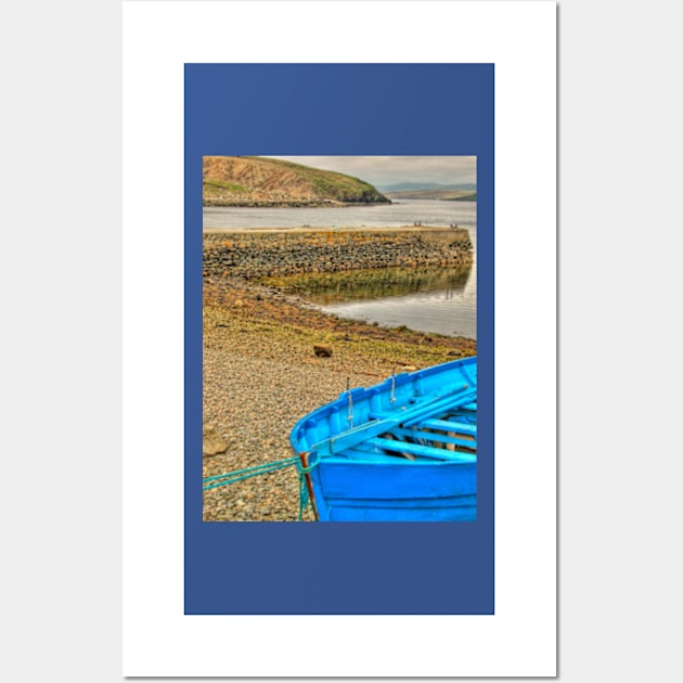 Blue Boat, Gutcher, Yell, Shetland Islands Wall Art by Avalinart